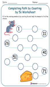 Completing Path by Counting by 5s Worksheet 