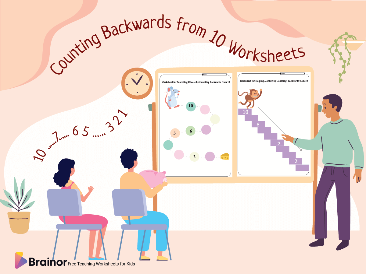 Counting Backwards from 10 worksheet overview