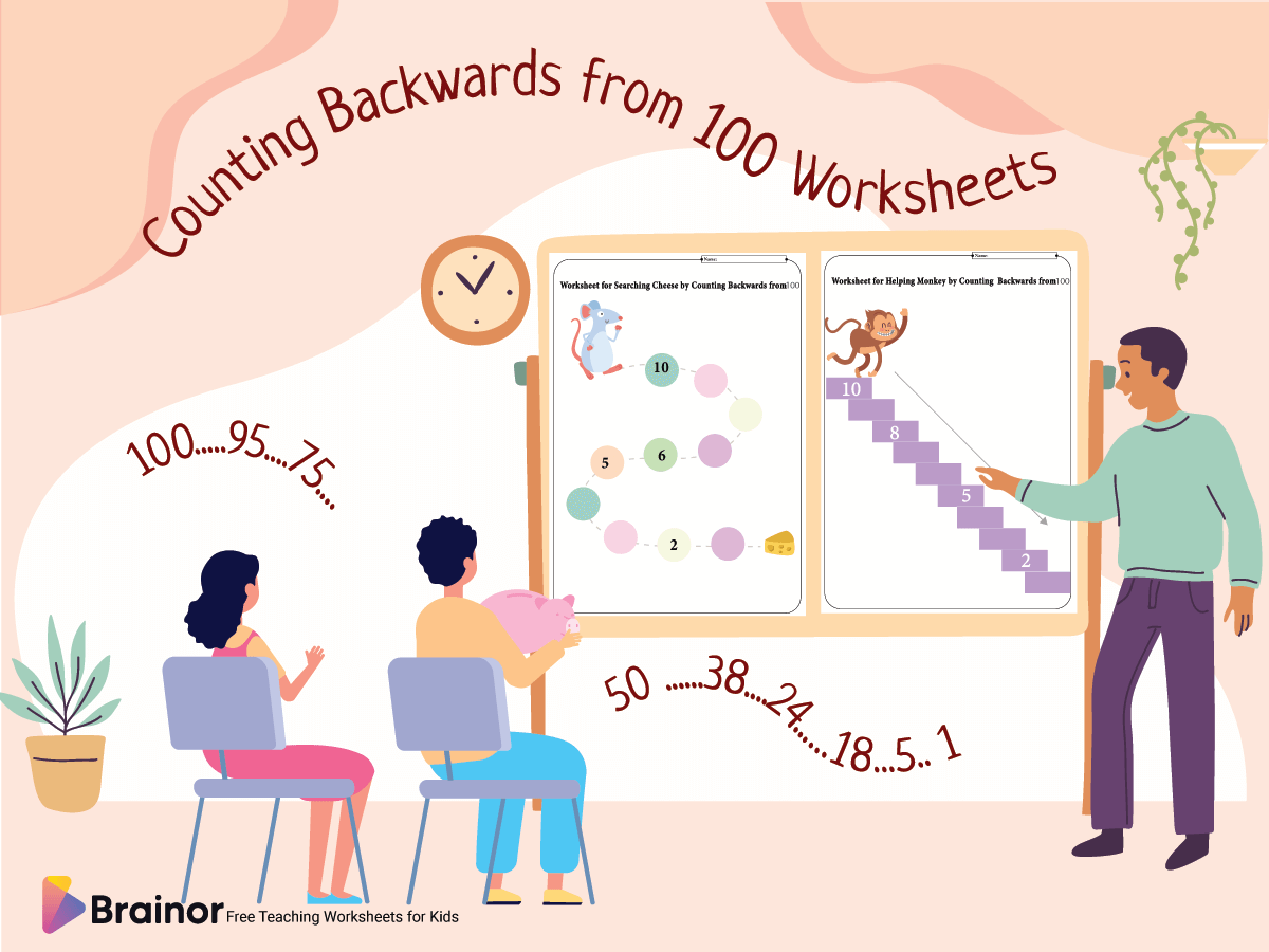 Counting Backwards from 100 worksheet overview