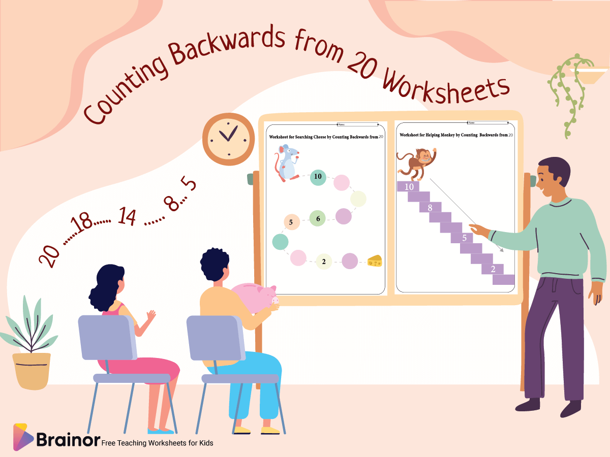 Counting Backwards from 20 worksheet overview