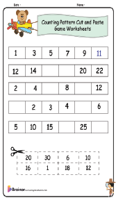 Counting Pattern Cut and Paste Game Worksheets 
