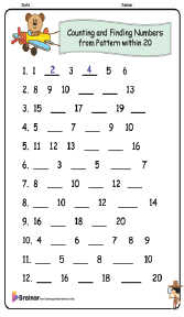 Counting and Finding Numbers from Pattern within 20 Worksheets