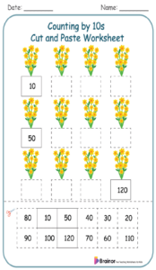 Counting by 10s Cut and Paste Worksheet 