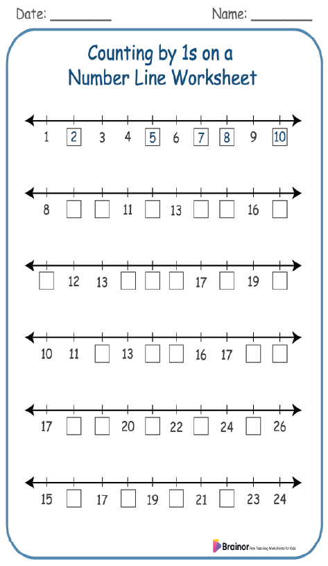 20+ Counting on a Number Line Worksheet | Free Printable