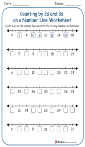 Counting by 2s and 3s on a Number Line Worksheet