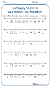 Counting by 5s and 10s on a Number Line Worksheet