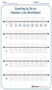 Counting by 5s on Number Line Worksheet 