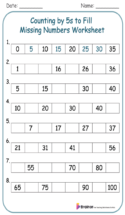 30 Counting By 5s Worksheets Free Printable 9945