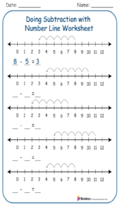Doing Subtraction with Number Line Worksheet 