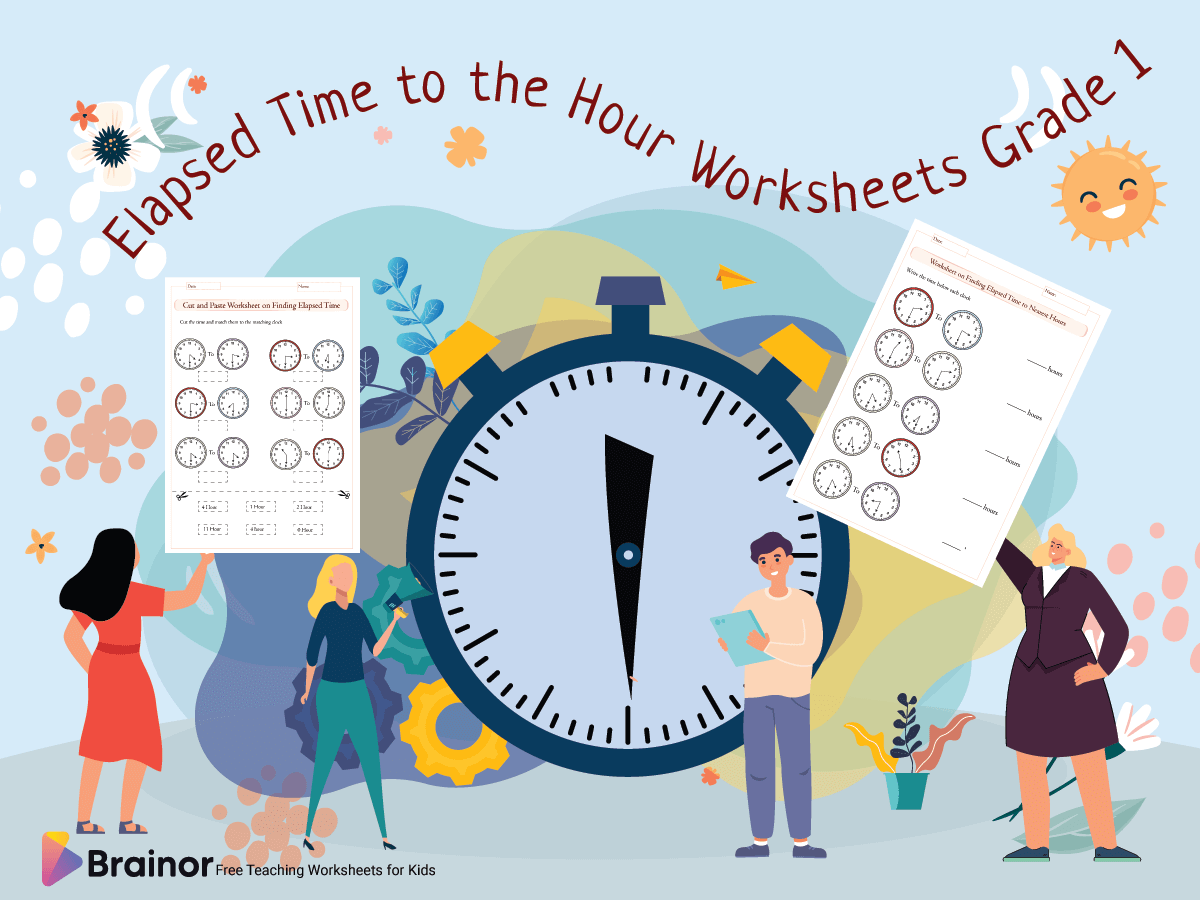 Elapsed Time to the hour Worksheets Grade 1