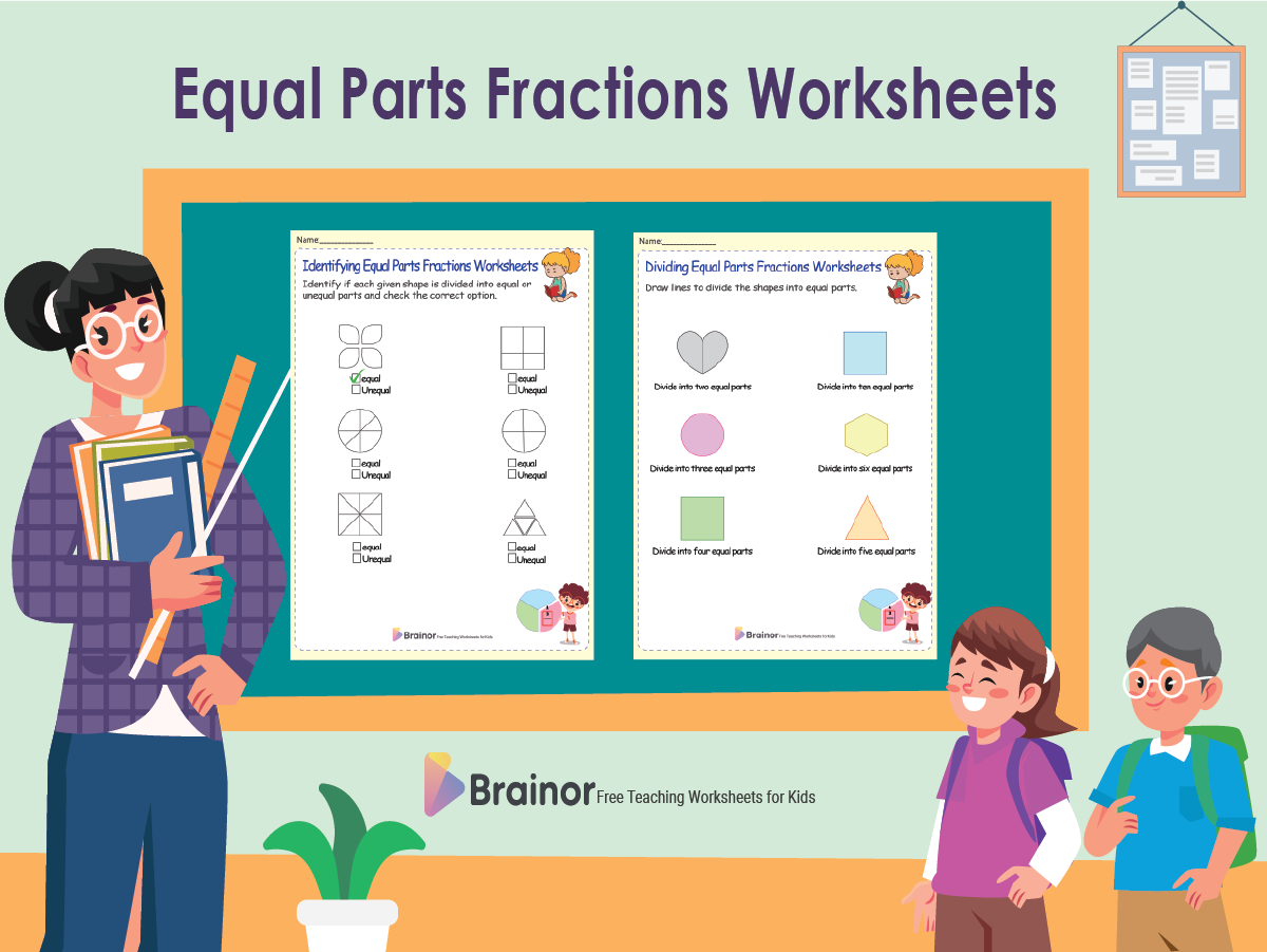 Equal Parts Fractions Worksheets