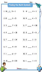Finding the Math Symbols Worksheet 