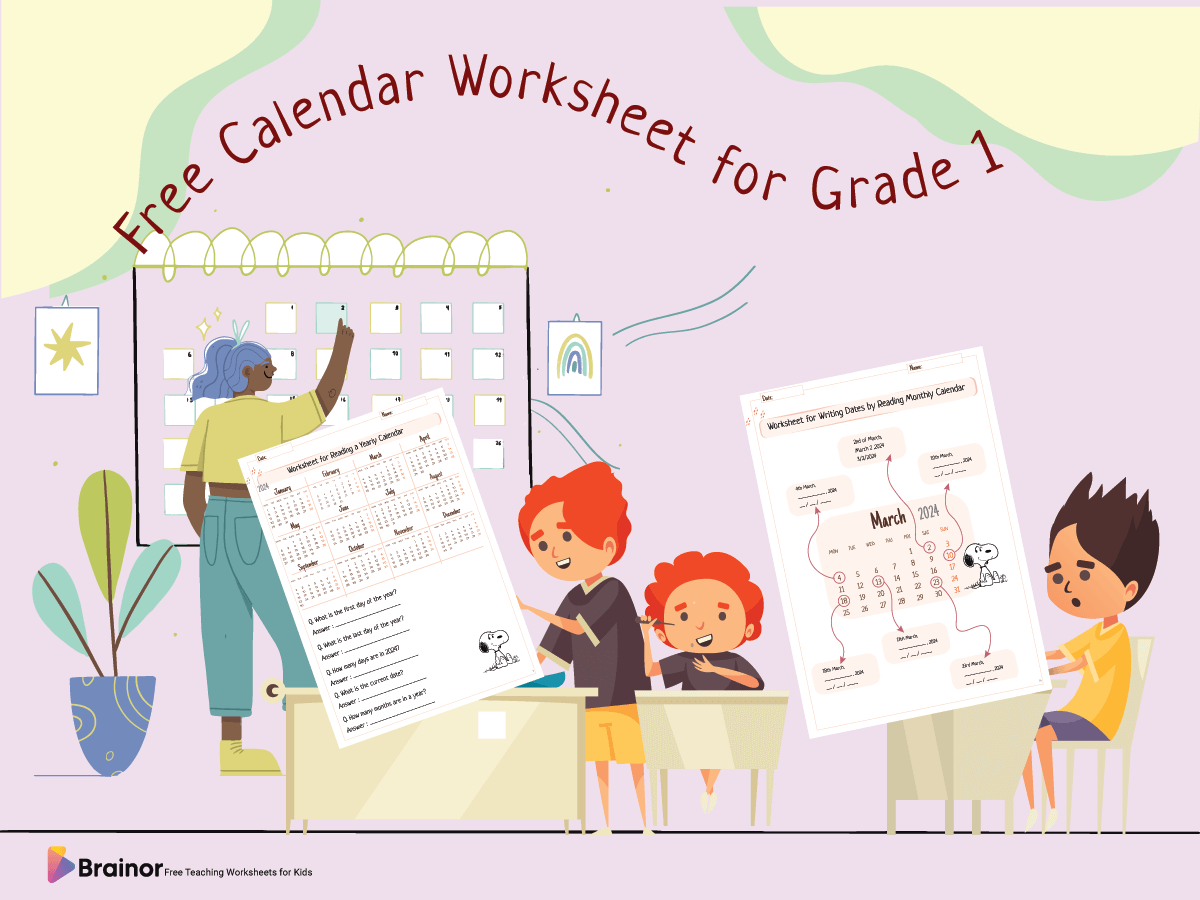 Calendar Worksheet for Grade 1 Overview