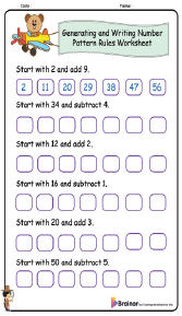 Generating and Writing Number Pattern Rules Worksheet 