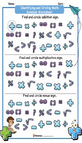 Identifying and Circling Math Symbols Worksheet 