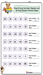 Identifying the Next Number and Writing Number Pattern Rules Worksheet