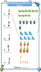 Matching Vertical Addition with Pictures Worksheets