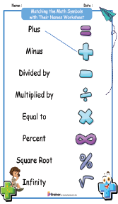 Matching the Math Symbols with Their Names Worksheet