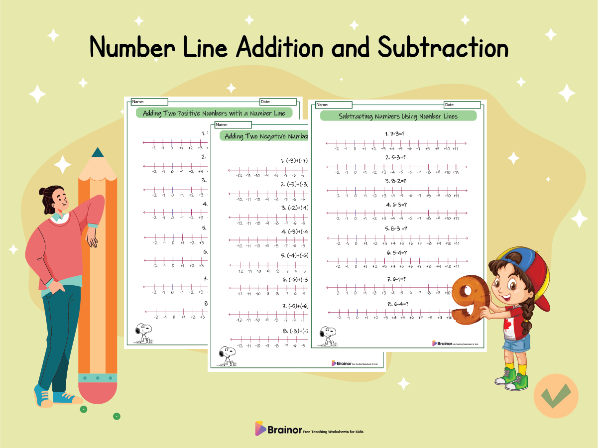 Number Line Addition and Subtraction Worksheets