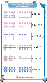 Practicing Addition Problems with Ten Frames Worksheets