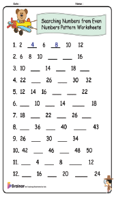 Searching Numbers from Even Numbers Pattern Worksheets