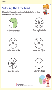 Shaded and Unshaded Fractions Worksheets