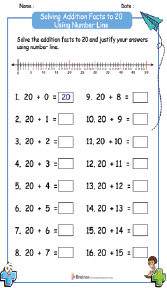 Solving Addition Facts to 20 Using Number Line Worksheets