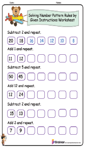 Solving Number Pattern Rules by Given Instructions Worksheet