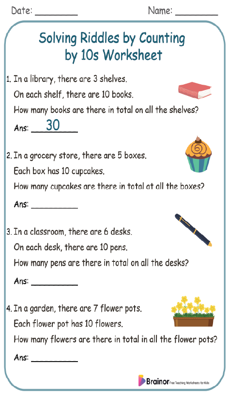 30 Counting by 10s Worksheets | Free Printable