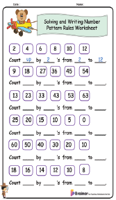 Solving and Writing Number Pattern Rules Worksheet