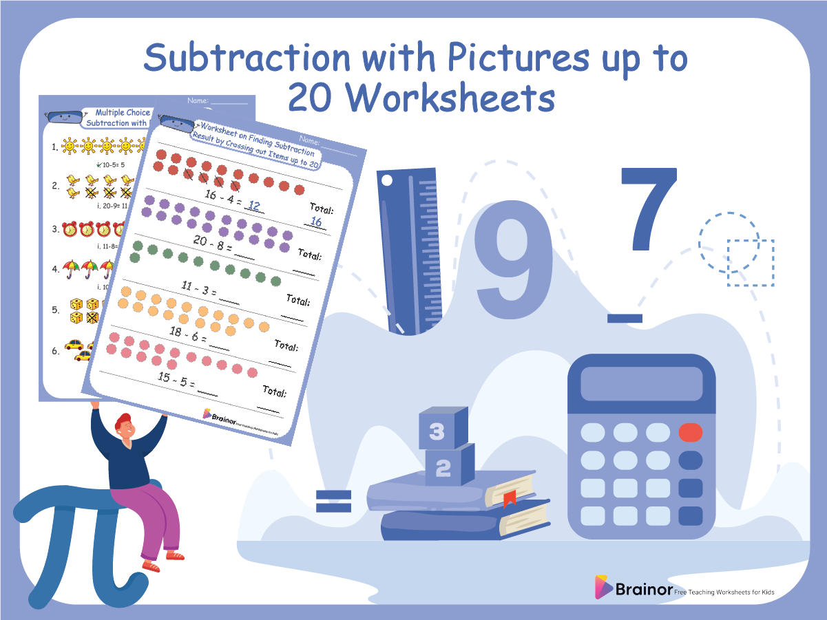Subtraction with Pictures up to 20 Worksheets