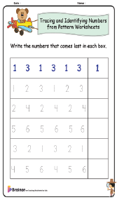 Tracing and Identifying Numbers from Pattern Worksheets