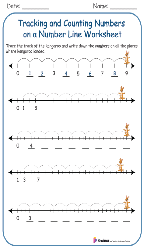 20+ Counting on a Number Line Worksheet | Free Printable