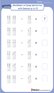 Worksheet on Doing Subtraction with Dominos