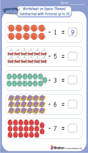 Worksheet on Space-Themed Subtraction with Pictures