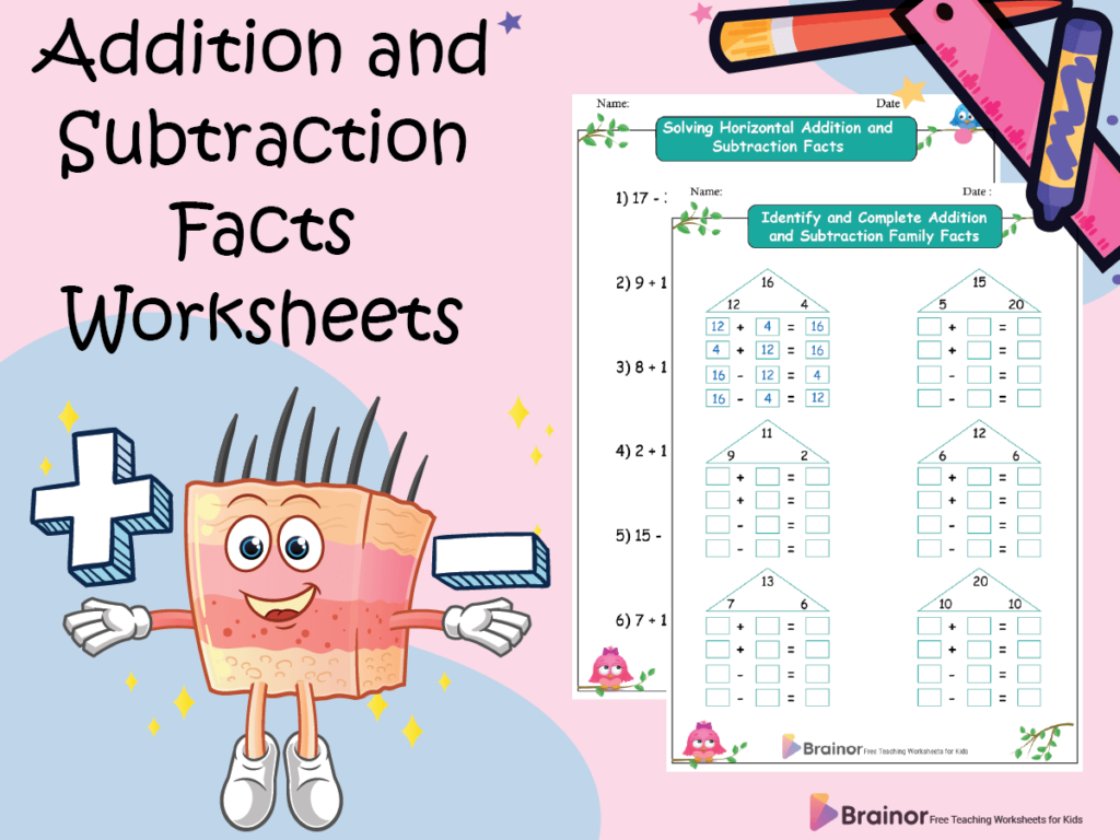15+ Addition and Subtraction Facts Worksheets | Free Printable