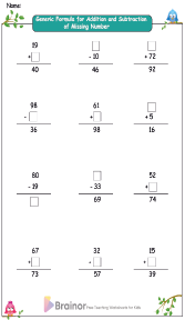 addition and subtraction missing numbers