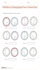 elapsed time to the hour worksheets