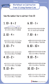 Subtraction from 10 Using a Number Line