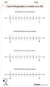 missing numbers on a number line to 100
