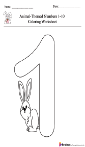 Animal-Themed Numbers 1-10 Coloring Pages Worksheet