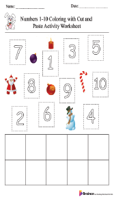 Numbers 1-10 Coloring with Cut and Paste Activity