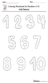 Coloring Worksheet for Numbers 1-10 with Patterns