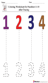 Coloring Worksheet for Numbers 1-10 after Tracing