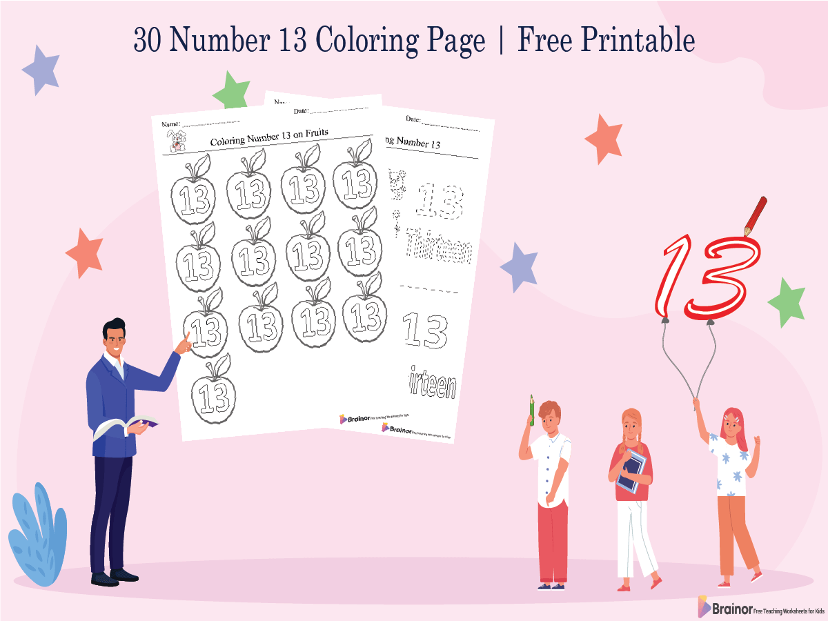 number 13 coloring pages - overview