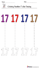 Color Number 17 after Tracing Worksheet