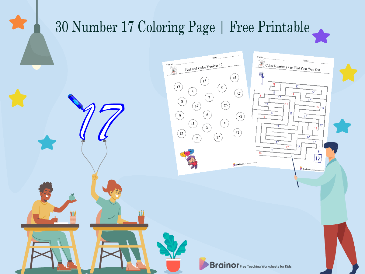 number 17 coloring pages - overview
