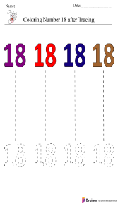 Color Number 18 after Tracing Worksheet