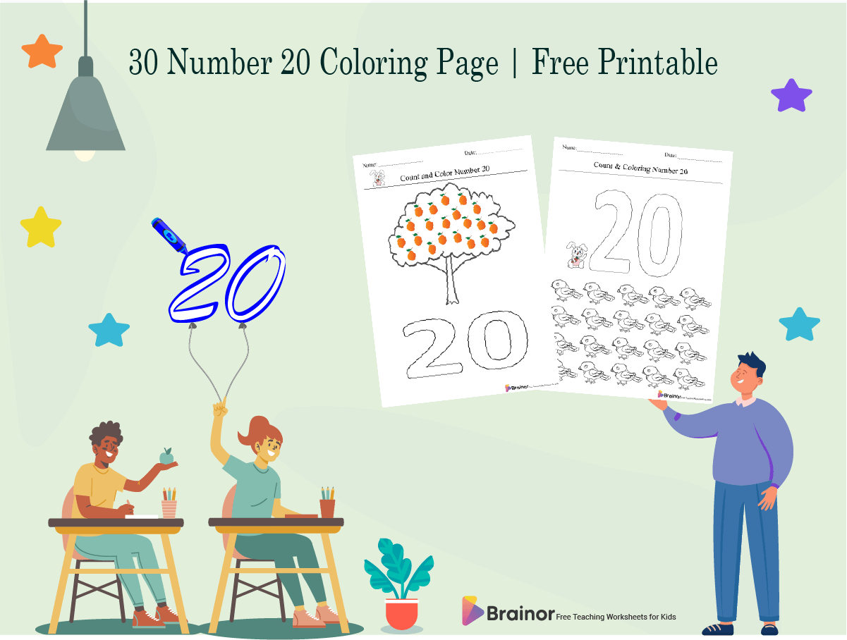 number 20 coloring pages - overview
