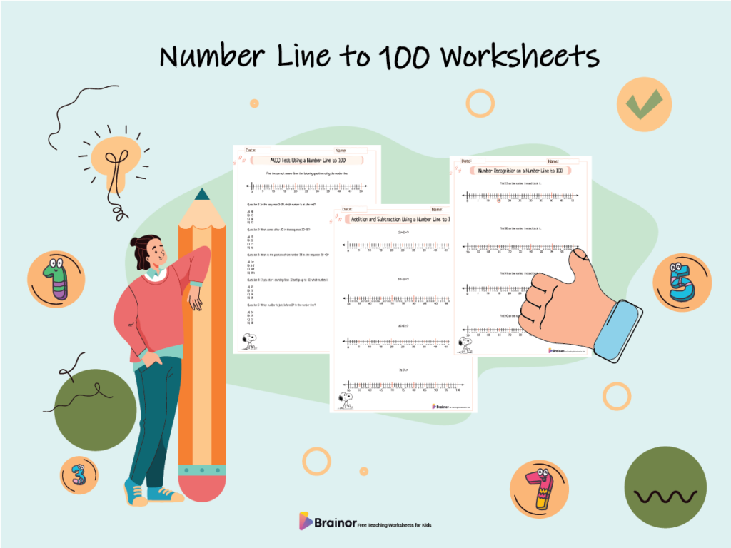 15+ Free Number Line to 100 Worksheets